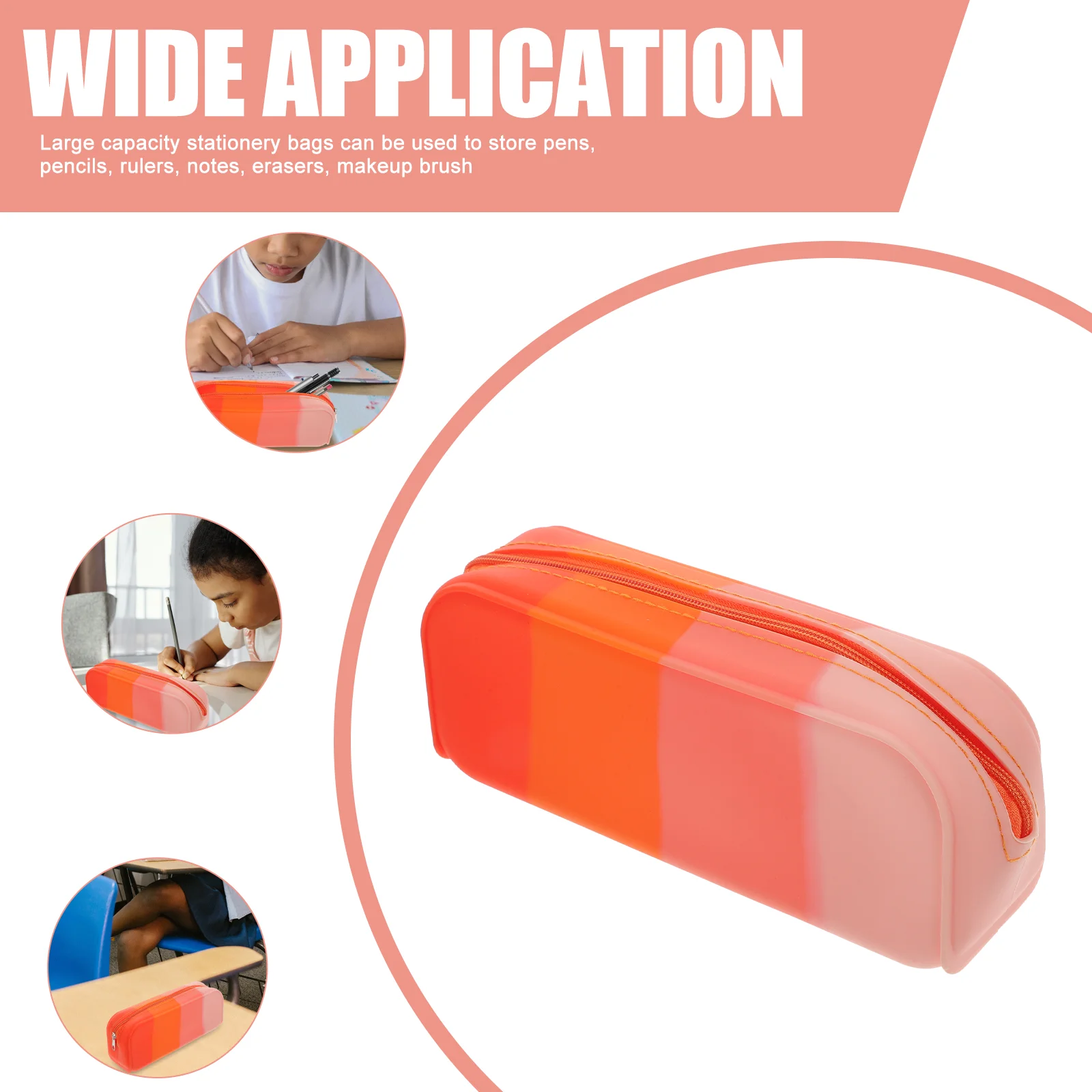

Silicone Pencil Case Pouch Thin Bag Aesthetic Mini Makeup for Women Decorate School Supplies College Students