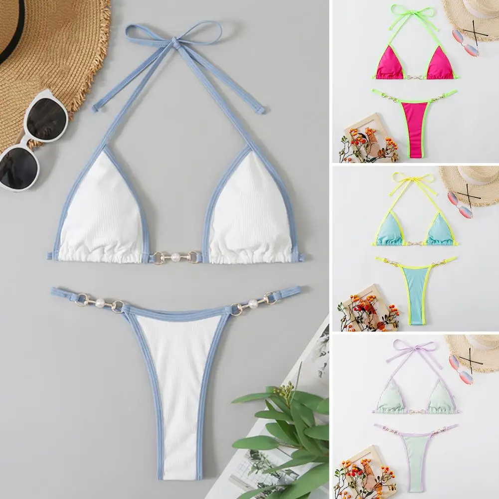 

2 Pcs/Set Fabulous Women Bikini Set Slim Fit Women Swimwear Wild Skinny No Constraint Bathing Suit Sexy