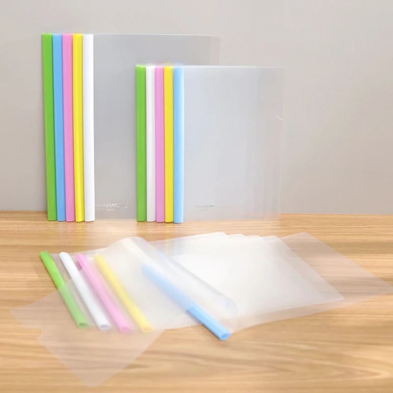 

10pcs A5 Transparent Report Cover Thickened File Folder Sliding Bar Waterproof Portable Report Clip for Test Paper