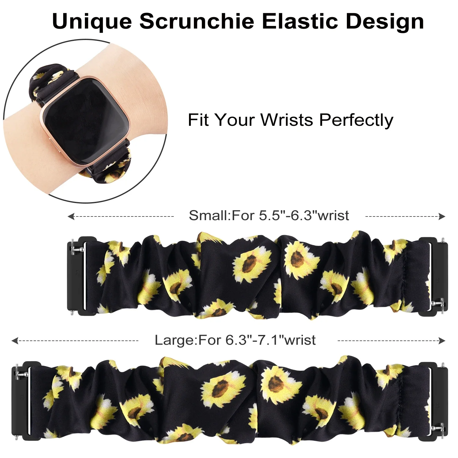 Scrunchies Elastic Strap for Fitbit Versa 2 Bracelet Woven Strap Replacement Fabric Wrist Band for Fitbit Versa Lite Watchband