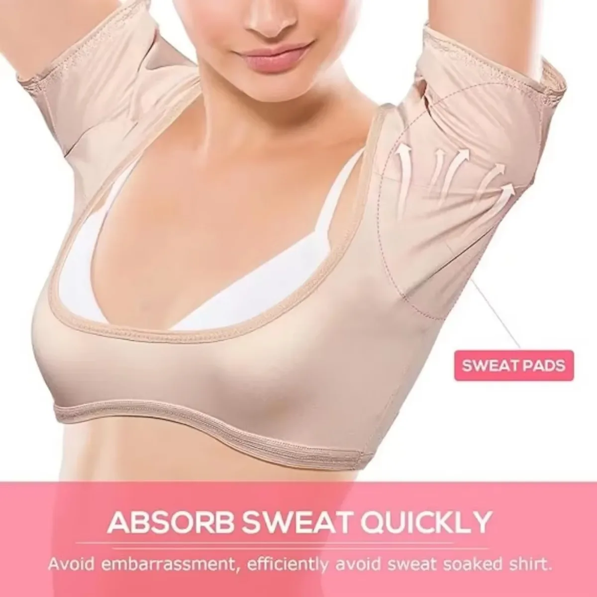 Underarm Sweat Pads Underarm Sweat Absorption Pad Vest Ultra-thin Mesh Quick-Drying T-shirt Shape Breathable Absorbing Anti-Sweat Pads T-shirt Women