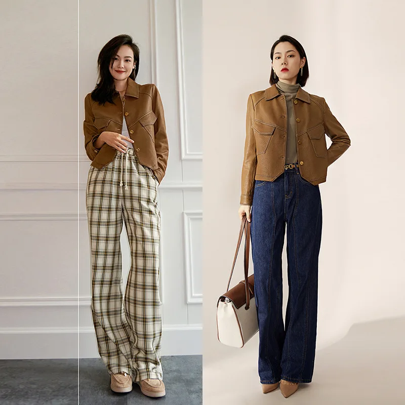 2022 Spring New Real Leather Coat Genuine Sheepskin Leather Foam Leather Jacket W5