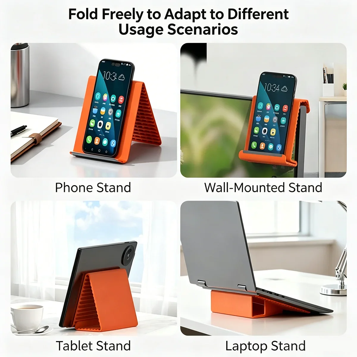 Supporto per Telefono Pieghevole in Silicone, Regolabile a Più Angoli, Compatibile con iPhone, Samsung e Tutti i Cellulari - immagine 5