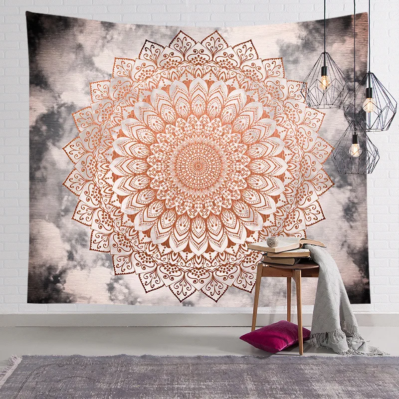 

Pink Datura Wall Tapestry Hanging Cloth Background Wall Decoration Living Room Bedroom Layout Photo Live Background Tapestry