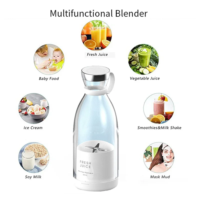 Portable Rechargeable juicer blender wireless mixer fresh juice 350ml 2