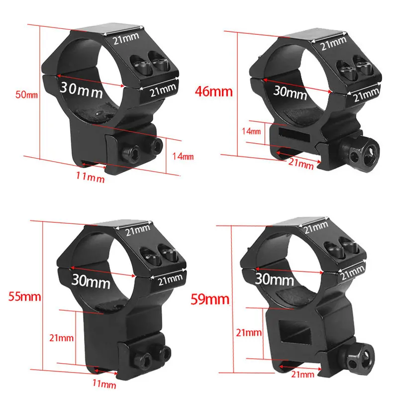 4Pcs Dia 25.4/30mm Scope Mounts for Riflescopes Telescope Tactical Flashlight 11/20mm Picatinny Rail Mount Hunting Accessories