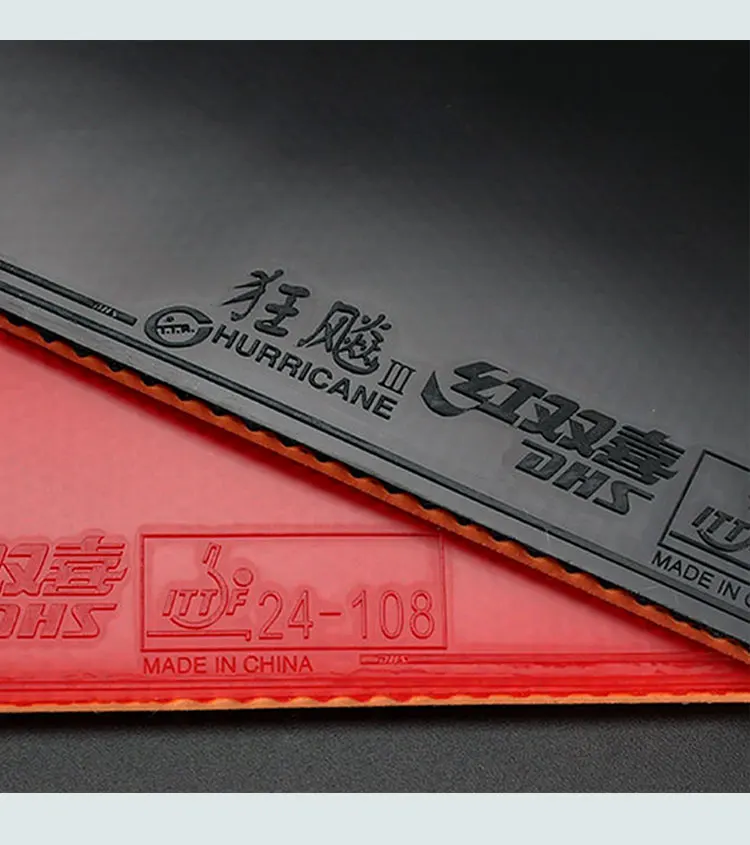 DHS NEO Hurricane 3 Provincial Tischtennis-Gummi, orangefarbener Schwamm, NEO H3 Prov OS Ping-Pong-Gummi, klebriges Oberblatt – Detail 10