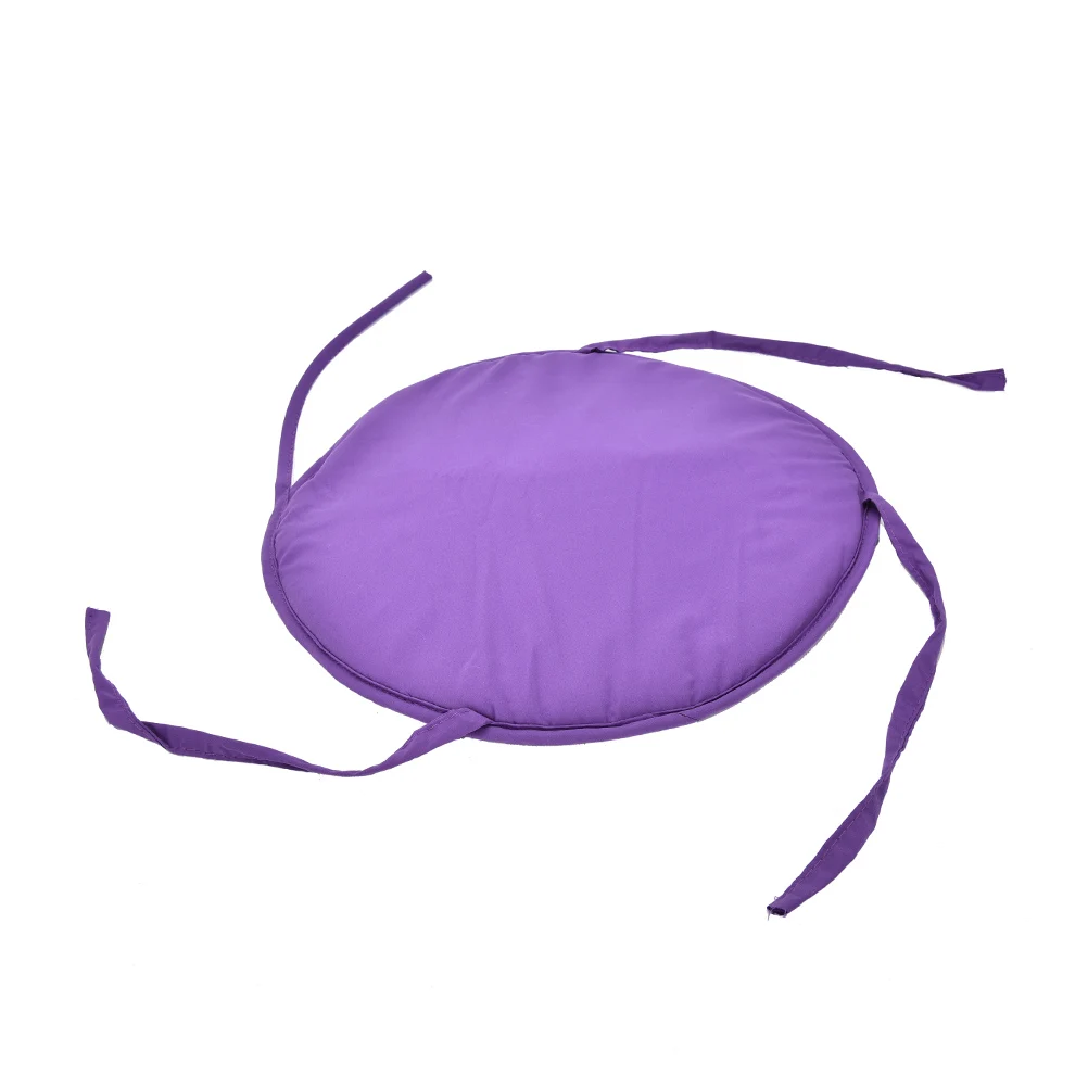 1pc Fabric Thickened Dining Chair Cushion Solid Colour Round Chair Cushion With Strap Indoor Garden Office Chair Seat Cushion 4