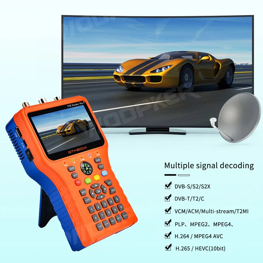 Satellite Finder GTmedia V8 Finder Pro DVB-S2 DVB-T2 DVB-C AHD H.265 Satellite Meter Satellite Finder Better Than Satlink TV tuners