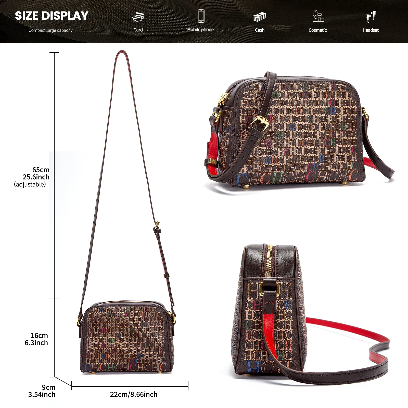 حقيبة يد نسائية كلاسيكية فاخرة بتصميم مربع من مادة...