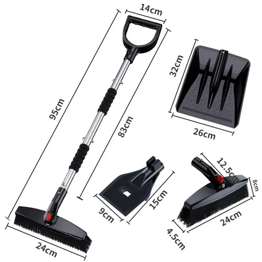 3 In 1 Snow Shovel Snow Remover Shovel Retractable Snow Brush Winter Detachable Car Snow Shovel Set For Car Truck Camping 6