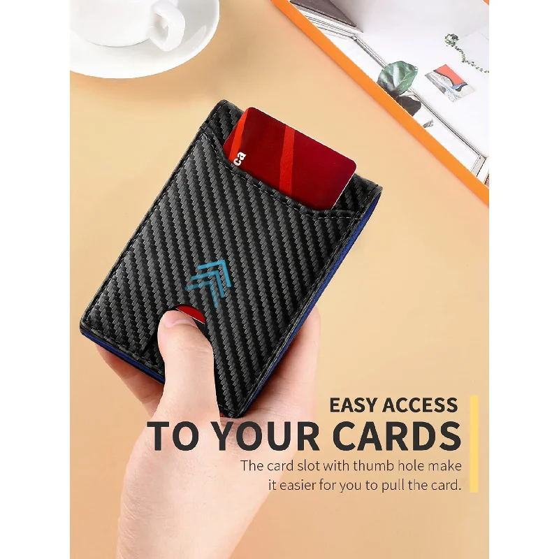 Portafoglio Sottile in Pelle Sintetica per Uomo, Porta Carte di Credito con Clip per Banconote, Blocco RFID, Portafoglio Bifold Sottile da Uomo - immagine 3