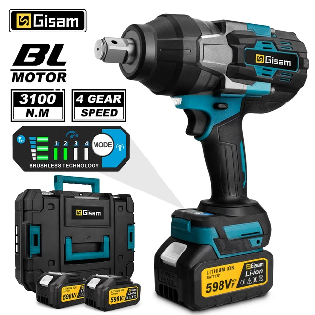 Gismis 3100N.M clé à chocs électrique sans brosse à couple élevé 3/4 pouces clé électrique sans fil outils pour Makita 18V batterie broche 1