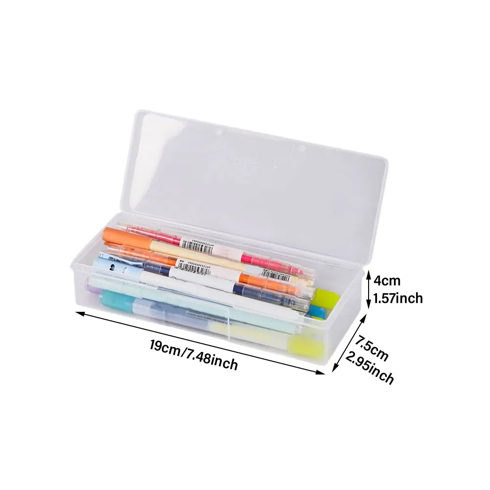 Colored Plastic Pencil Box, Large Capacity Pencil Case for Kids Adults,  Hard Crayon Box Storage Scho