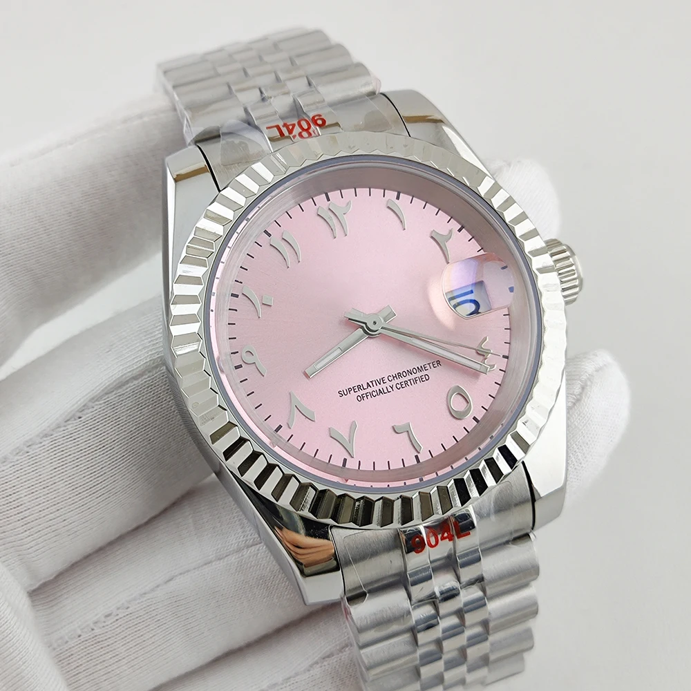 

NH35 Case 36mm/39mm watch Case Pink Arabic dial Man's stainless steel Mechanical Wristwatches Installing NH35 Movement Watch