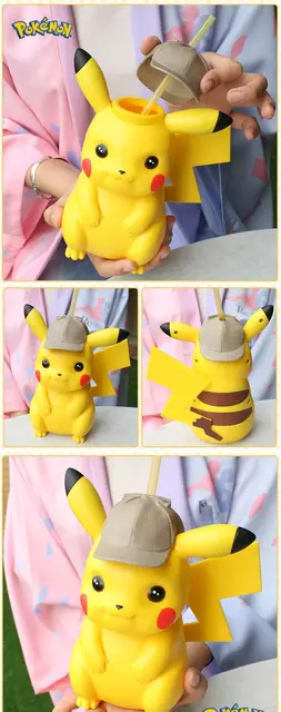 Pokemon Detective Pikachu Anime Straw Cup Children Water Cup Milk