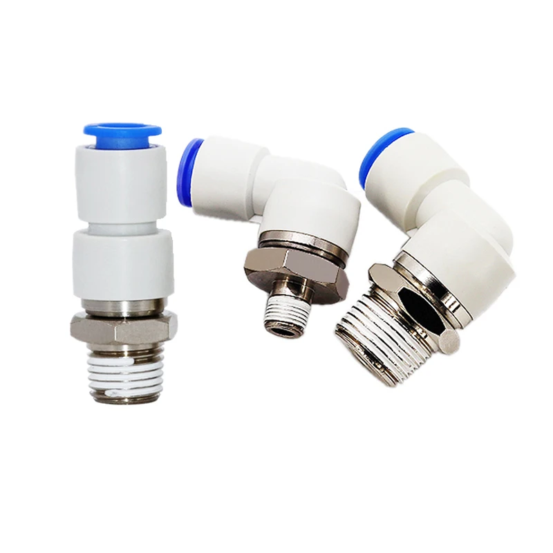 KSH KSL ความเร็วสูงหมุน PNEUMATIC FITTING M5 1/8 "1/4" 3/8 "1/2" Universal 360 องศา 400r/Min Quick Air Connector 1