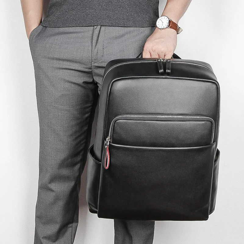 

New hot selling business leather backpack men's business trip first layer cowhide backpack factory