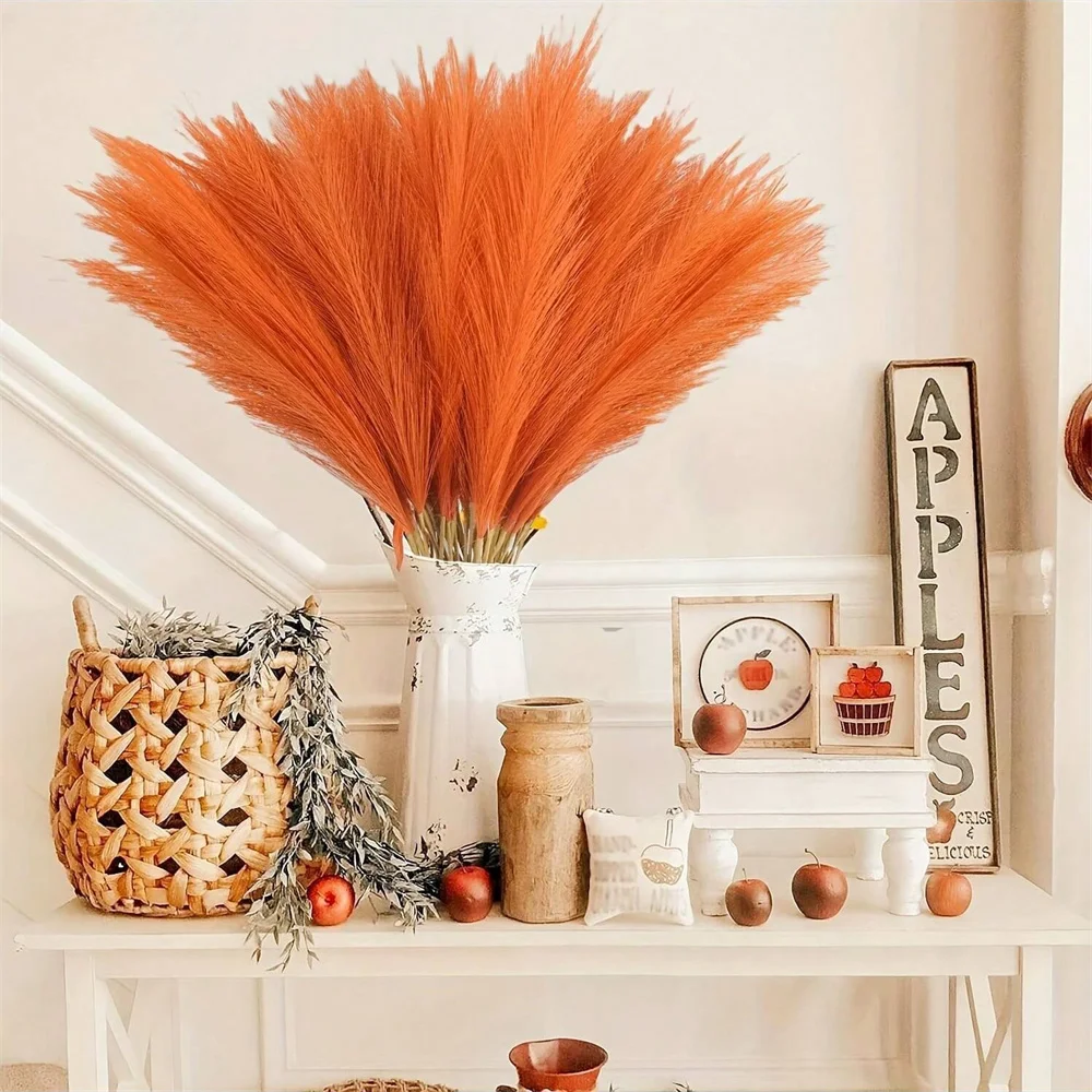 Artificial Pampas Grass in Orange, Beige, White, Blue, Black, Coffee, Brown, Red, Grey, and Pink 5