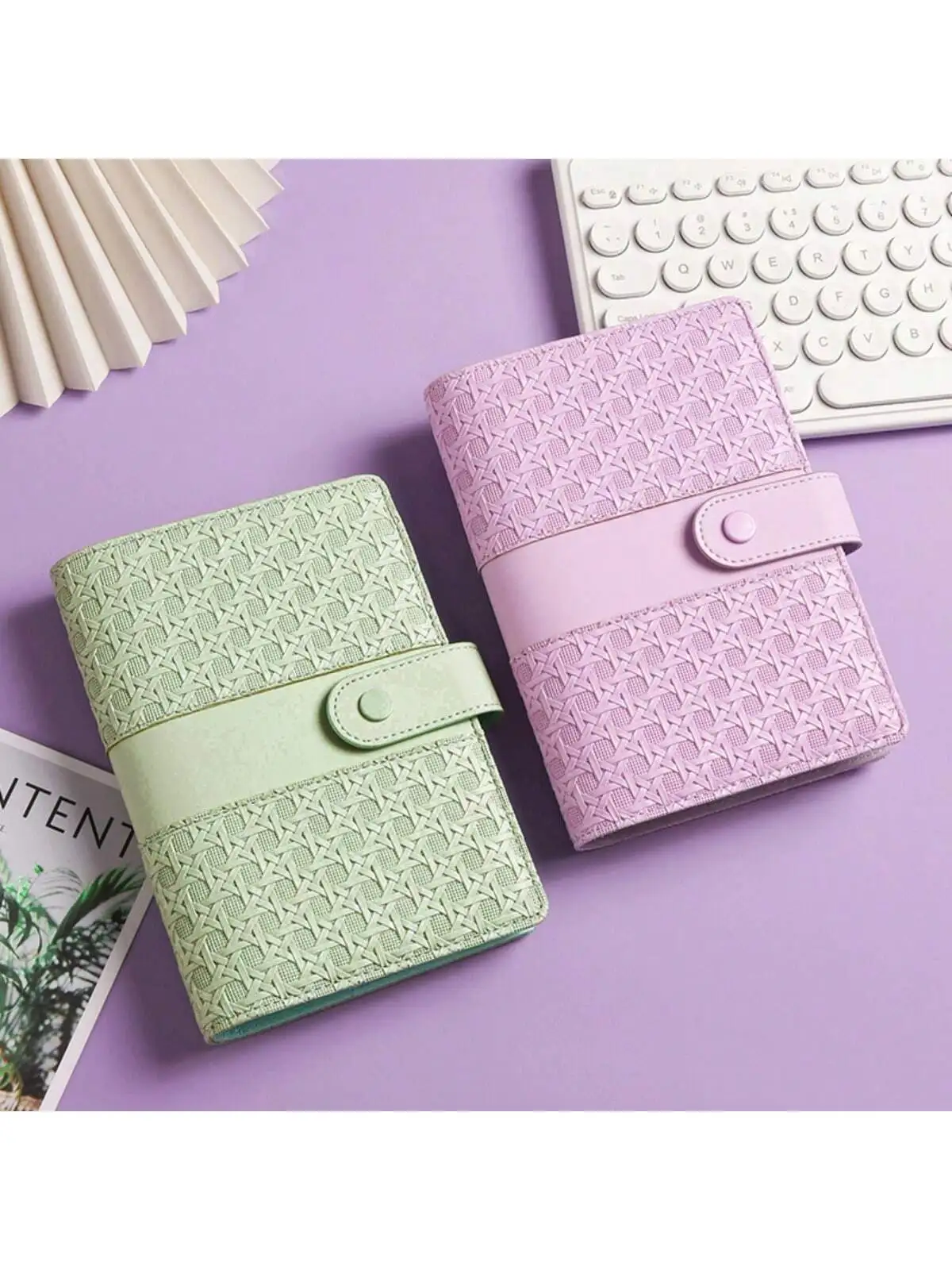 A6 Macaroon Color PU Leather DIY Binder Photocards Collect Book with Binder Pockets for Money Budget Saving Bill Organizer 5