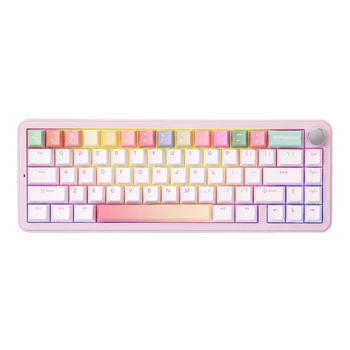 YUNZII B68 Wireless Mechanical Gaming Keyboard, Tri-Mode Hot Swappable Cute Gasket Mounted Creamy Keyboard for Win/Mac, 1