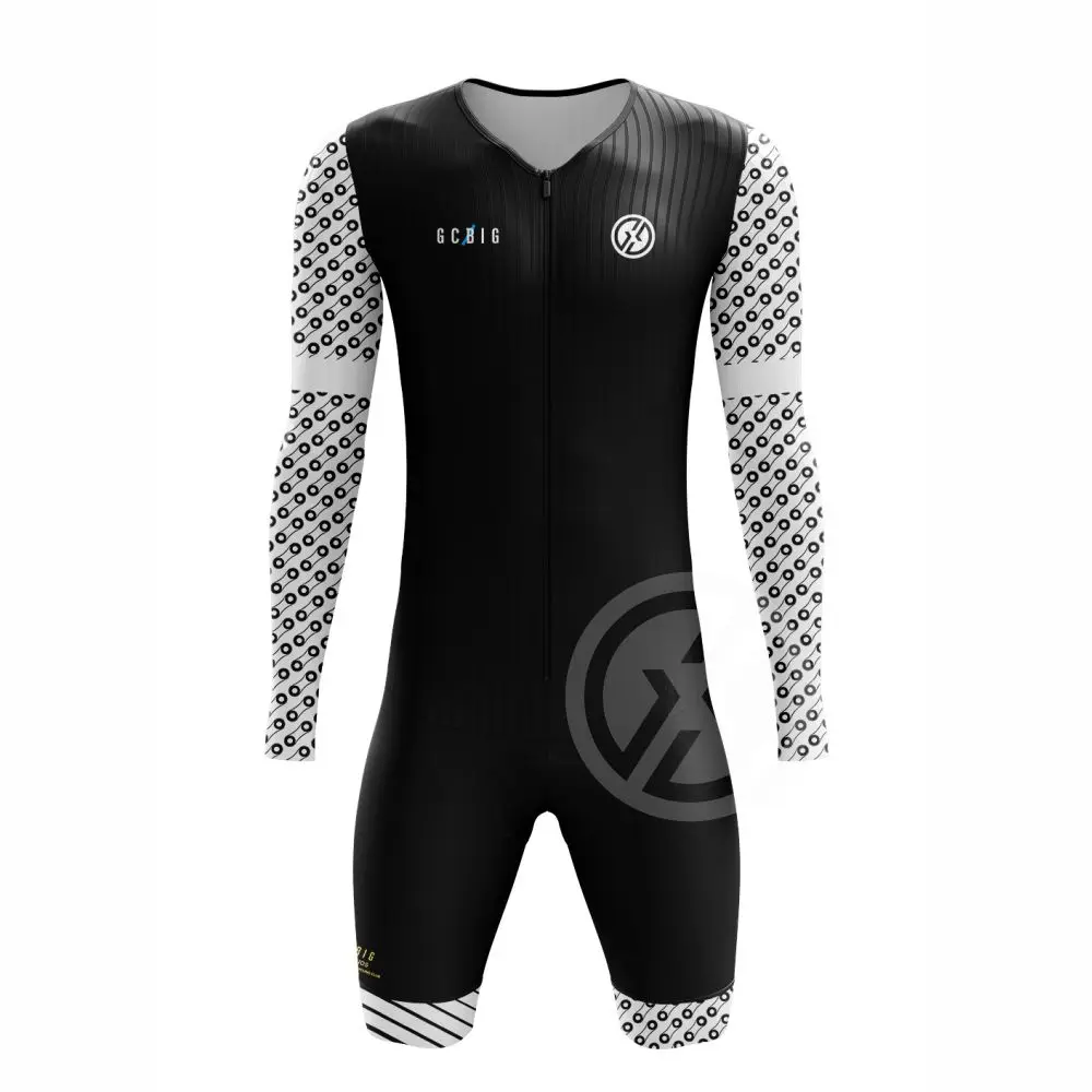 

Gcbig Sport Men's Long Sleeve Cycling Skinsuit Uv Protect Bicycle Go Pro Team Speedsuit Tights Gel Pad Long Time Riding Clothing