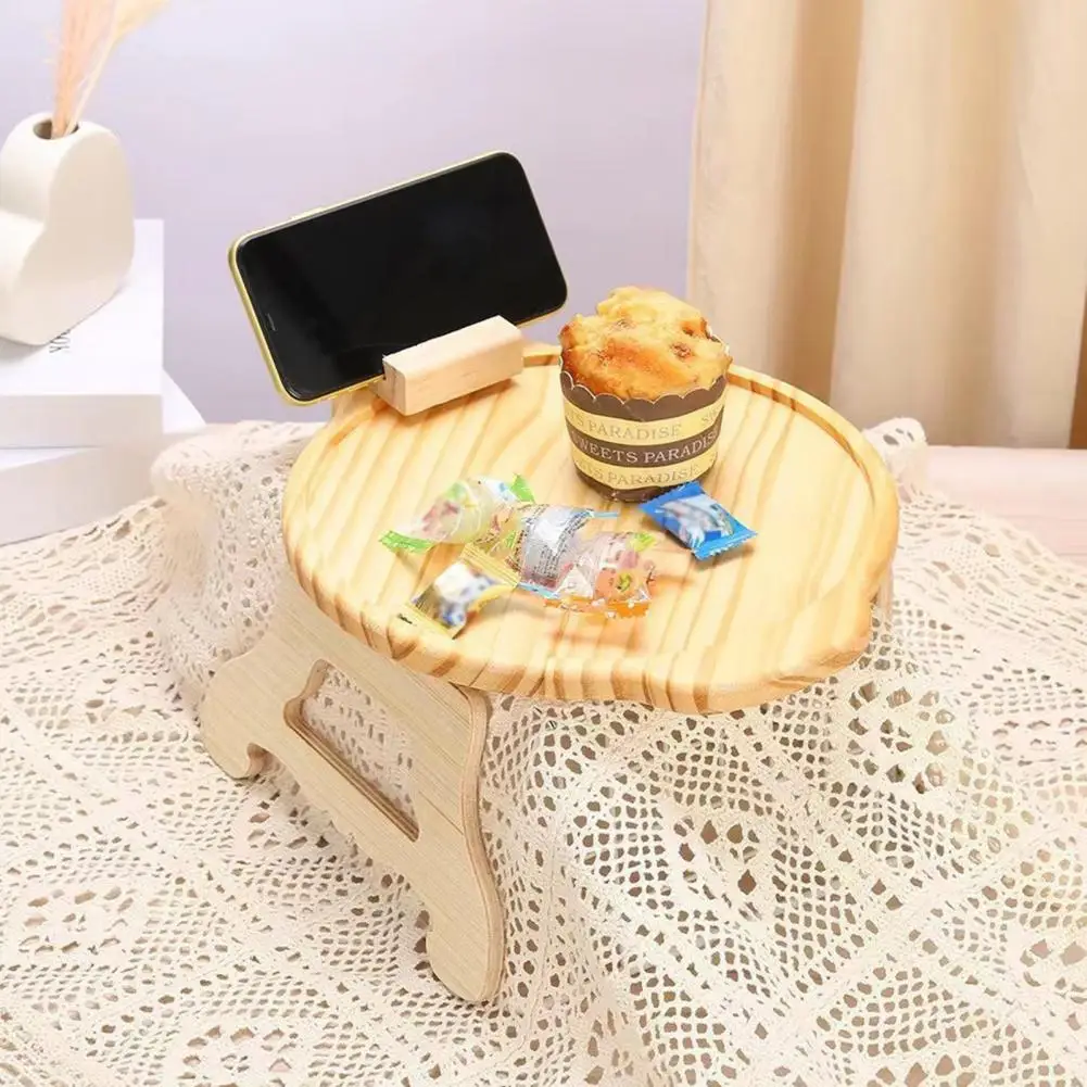 

Versatile Sofa Table for Snacks Remotes More Foldable Sofa Table with Phone Holder Multi-functional Sofa Tray Table for Wide