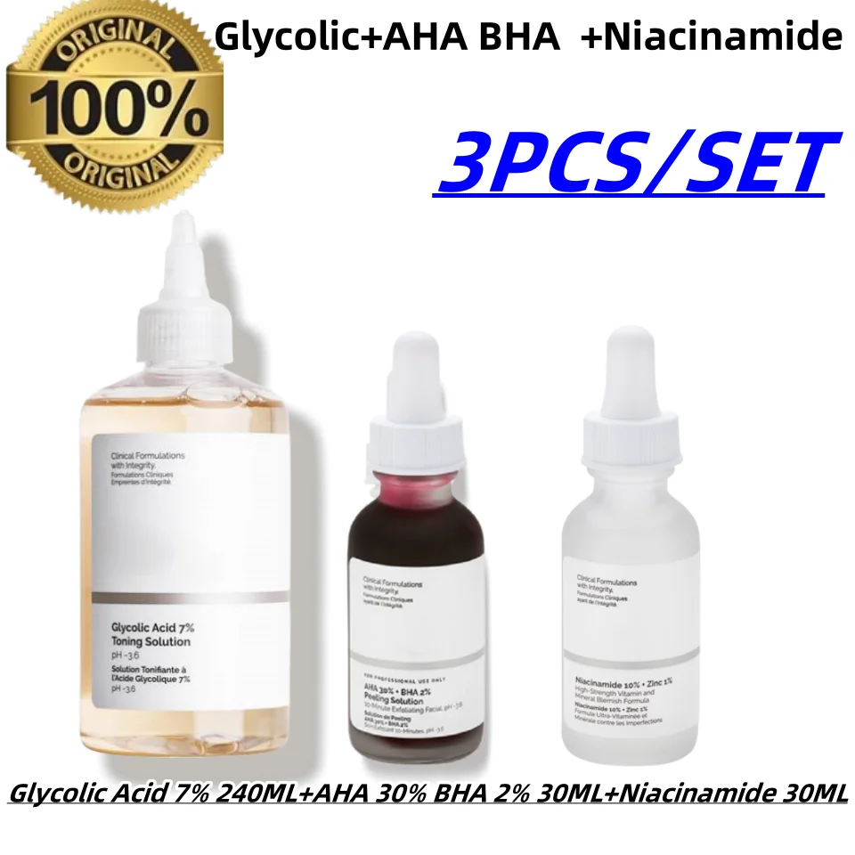 

Original Glycolic Acid 7%+AHA 30% BHA 2%+Niacinamide Peeling Solution Face Serum Acne Treatment Hyaluronic Acid Essence 30ML