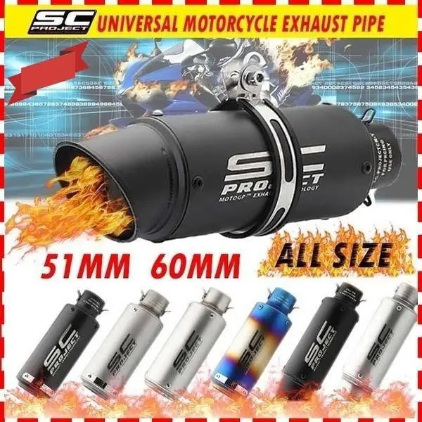 

LOVELY 10 Styles SC PROJECT 51mm (60mm) Inner Diameter Motorcycle Exhaust Muffler Tube Detachable DB Killer Motorcycle MTB ATV