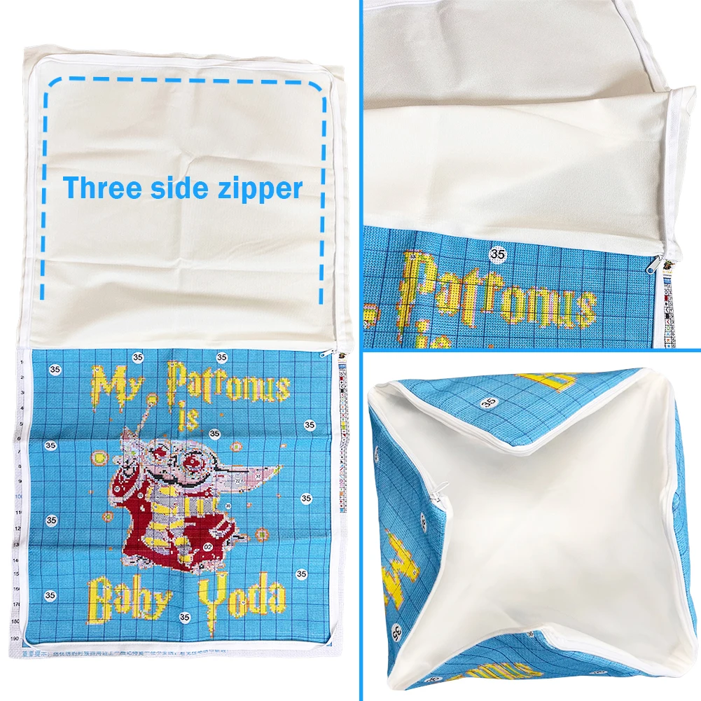 Cross Stitch Kit 17.72x17.72In Cross Stitch Pillow Cover with Instructions Cotton Cushion Embroidery for Adults Beginners Sewing Craft Gift