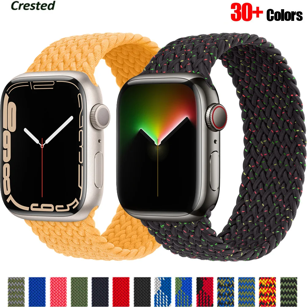Ремешок для Apple Watch band 44 мм 40 45 41 42 38 нейлоновый Эластичный Плетеный соло-браслет