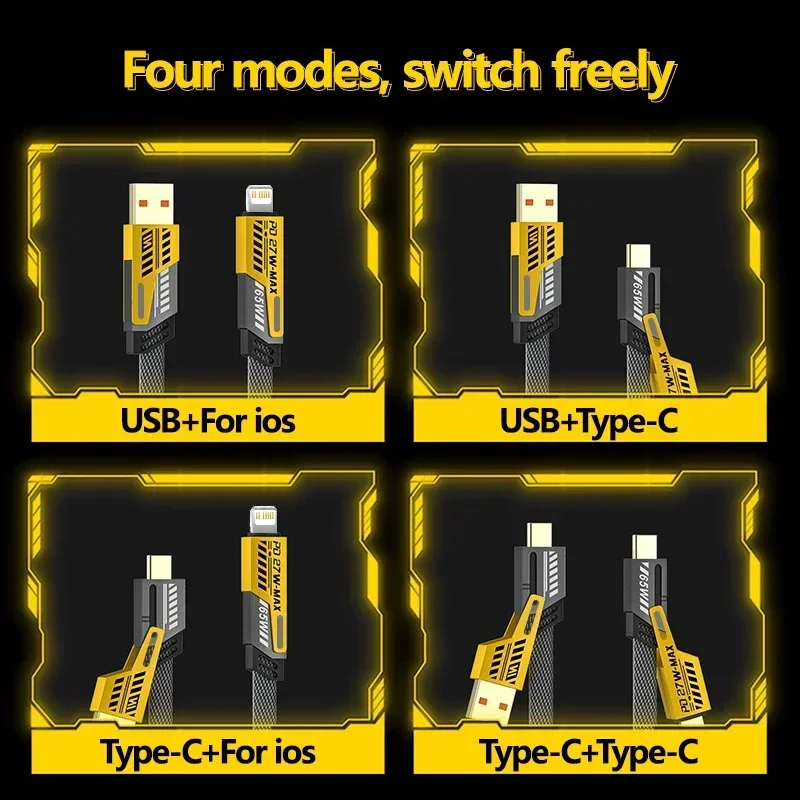 รูปสินค้า สายชาร์จเร็ว 4 พอร์ต รองรับ PD 27W สำหรับ iPhone 15 Samsung Xiaomi