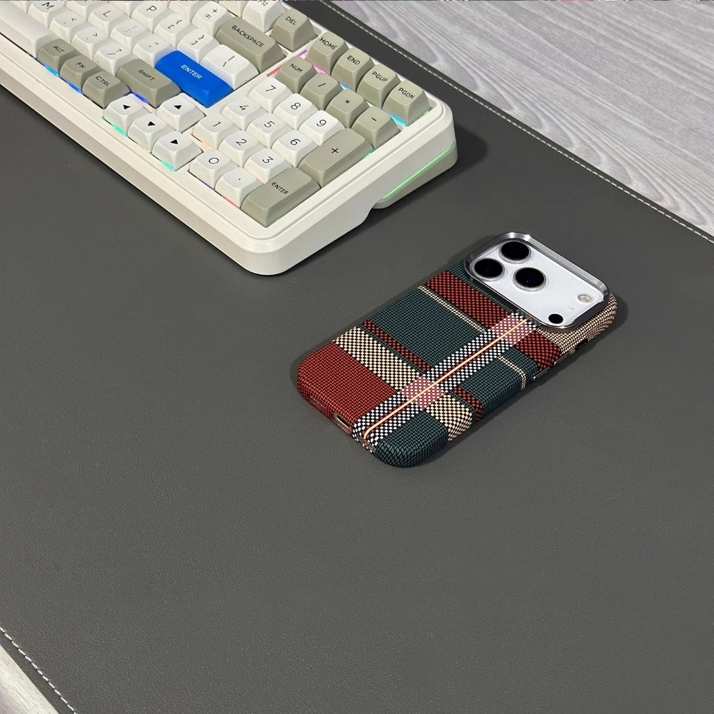 Korean Style Magnetic Carbon Fiber Texture Phone Case with Camera Lens Protection