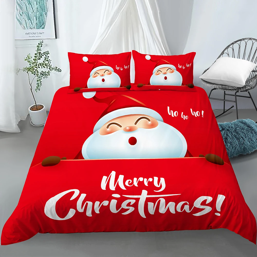 

2023 New Santa Claus Christmas Bedding Set 3Pcs Duvet Cover Pillowcase Twin Full Comforter Bed Gift Kids Luxury Home Textile