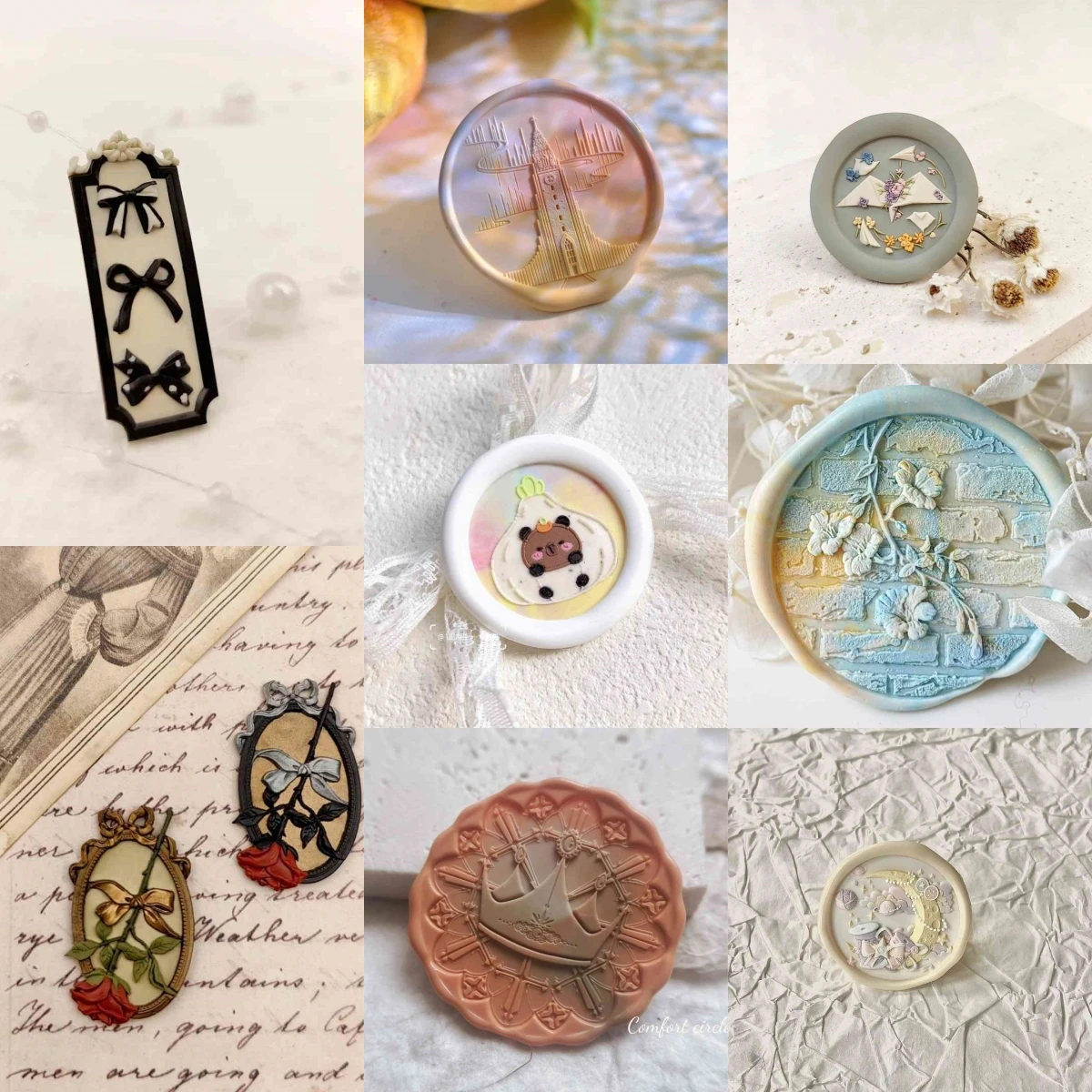 Creative Stamp Fire Seal Brass Seal Head Special Embossed Multi-Layer Engraving Cute Bow Invitation Envelope Sealed Rose Stamp