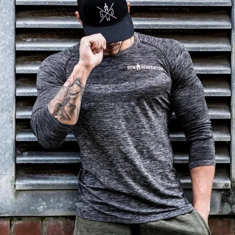 

Sports T-shirt High Elastic Men's Tights Long Sleeve Breathable Crew Neck Training Clothes Base Shirt