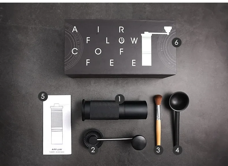 Sf1824efdf1d843009022e4e4995b298eU AIRFLOW Manual Coffee Grinder CNC Stainless Steel Double point central shaft fixed 5core/7core Hand Burr Coffee Bean Grinding