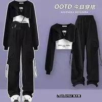 Spring and Autumn Set Women's 2024 Korean Loose Fashion Top Casual Work Pants Age Reducing Three Piece Set 6