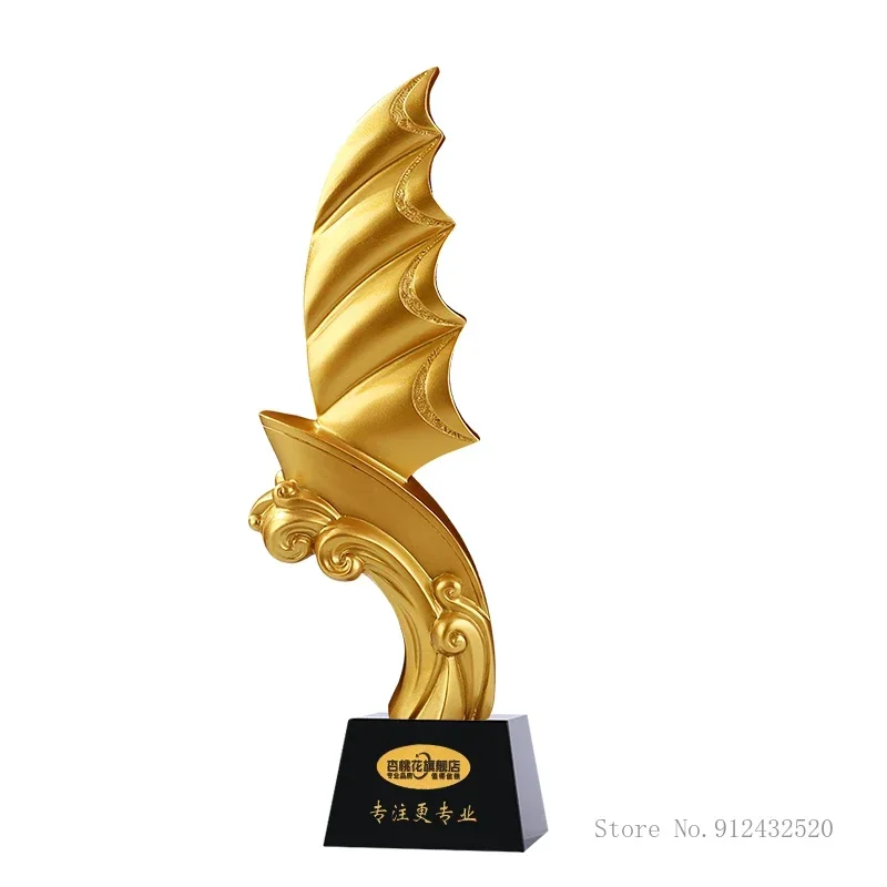 Customized Creative Sailing Resin Trophy, Dragon Shape, Crystal Base Lettering, High-End, Annual Meeting Awards, Home Decor, 1Pc