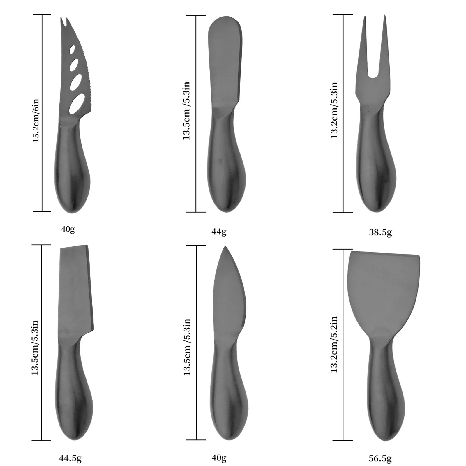 Cheese Knives Set Matte Black Steel Stainless Slicer Cutter Handle Mini Knife Butter Knife Spatula Fork cheese knives set