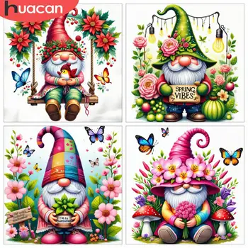 HUACAN – Kits de points de croix, ensembles de broderie de dessin animé nain Goblin, Portrait, couture, fils DMC, image imprimée de 11Ct 1