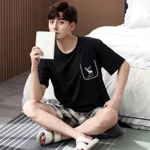 

Summer Men's Ice Silk Pajamas Plus Size 4XL Pajama Sets Trendyol Casual Male Sleep Tops Thin Pijama for Men Breathable Sleepwear