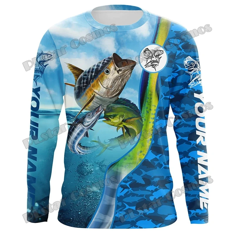 Tuna, Mahi Mahi, Wahoo Fishing Customize 3D Printed Fashion Men's Crew Neck Sweatshirt Unisex Casual Long-sleeved Pullover QDY58