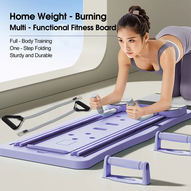 Transform Your Home Workouts with the 4-in-1 Foldable Pilates Board with Ab Wheel