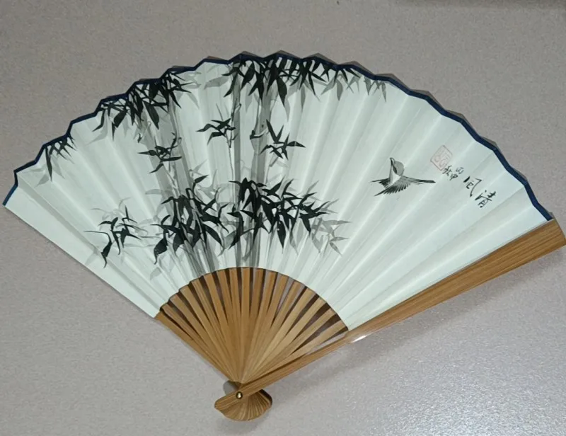 Hand Painted White Hand Fans Chinese Folding Fan Painting Rice Paper Fan Wedding Decoration Gift 8"
