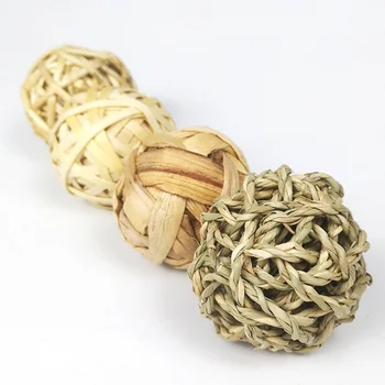 Rabbit Ball Toys Bunny Treats Toys For Teething Small Animal Chew Toys Grass Ball For Hamster Rabbits Guinea Pigs Pet Toy 6