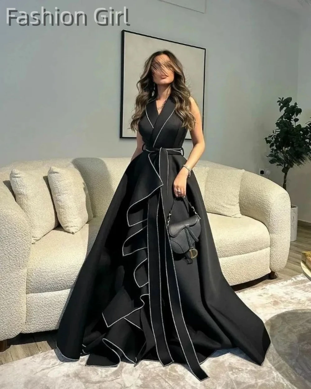 

2023 Formal Occasion Black Dresses Women's Simple Style Asymmetrical and Floor-length Sexy Sleeveless Design Can be Customized