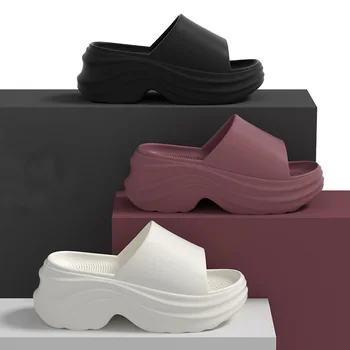 Women's EVA Platform Slippers Women Thick Sole Non Slip Beach Slides Sandals For Women Summer Soft Sole Wedge Heel Slipper 1