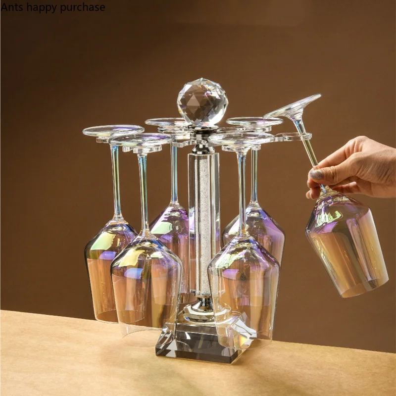 Tall Glass Red Wine Glass Rotatable Acrylic Crystal Cup Holder Wine