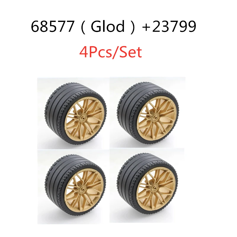 4Pcs/lot Building Blocks 37383 68577 23800 Wheel And 23799 Tire For Supercar Compatible DIY Bricks Parts High-Tech Kid Toys 3